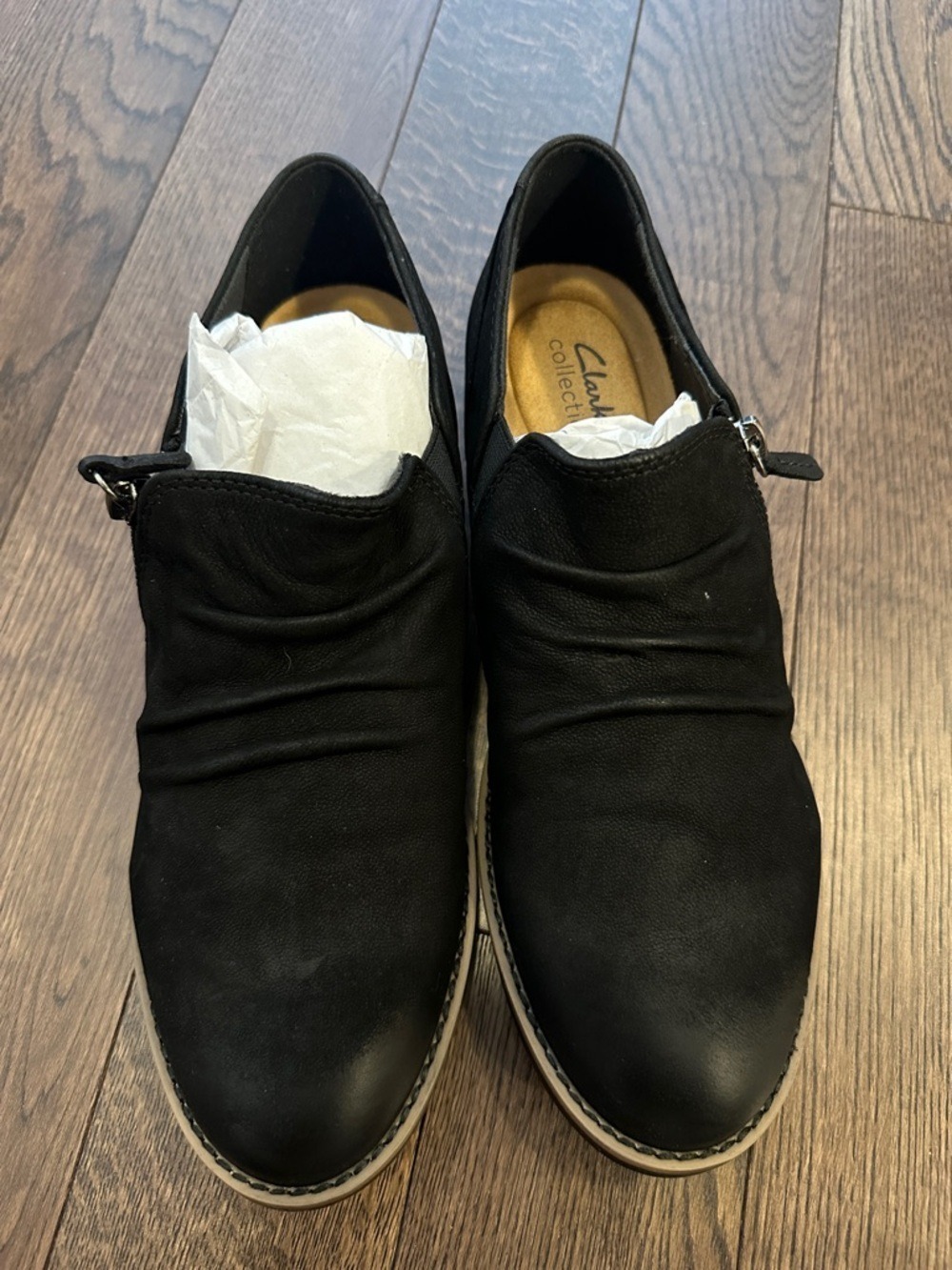 Clarks Camzin Pace Wide Width Black Leather Nubuck Shoes Ankle Booties - Picture 11 of 14